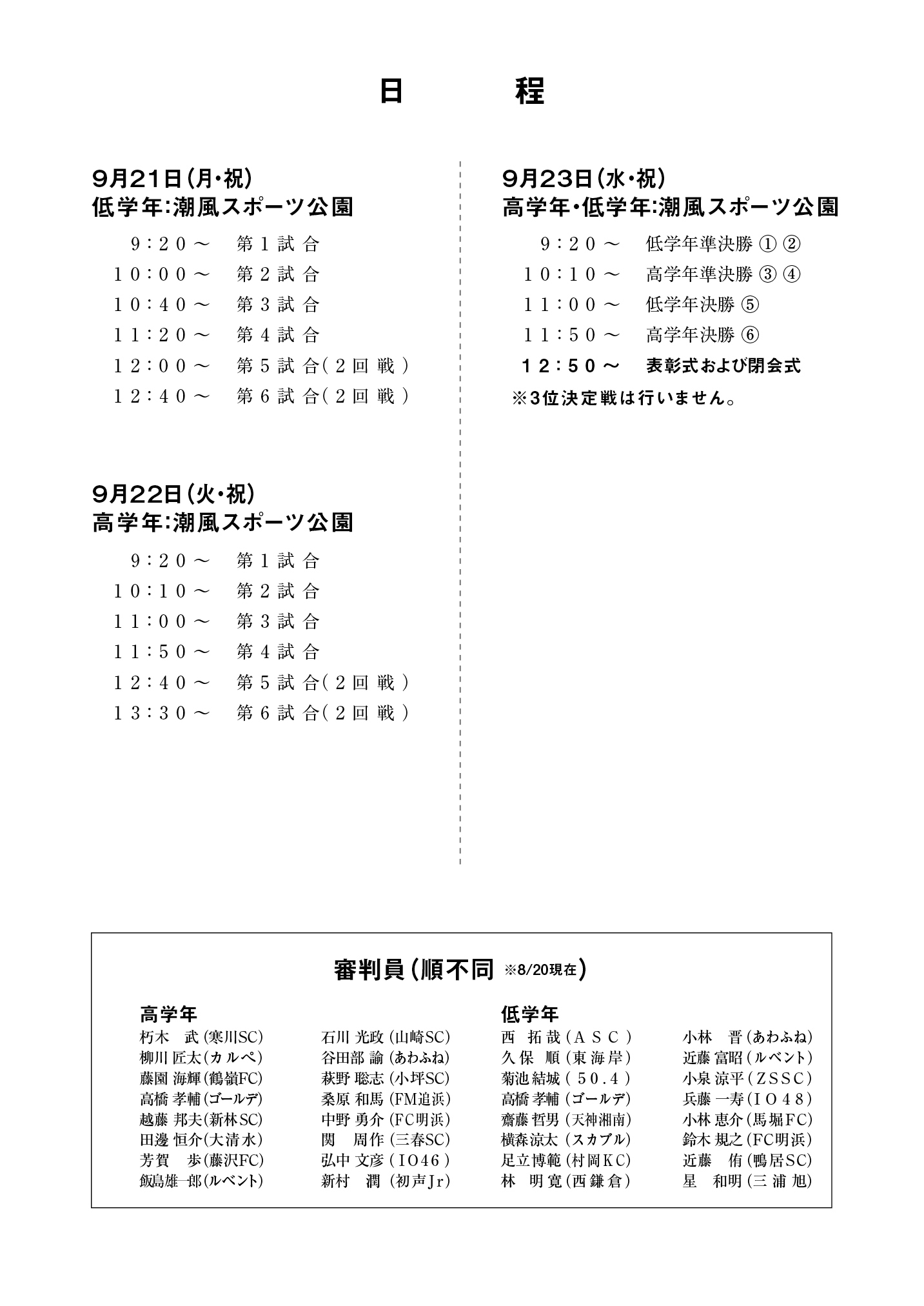 第35回　湘南少年サッカー大会　組み合わせ表